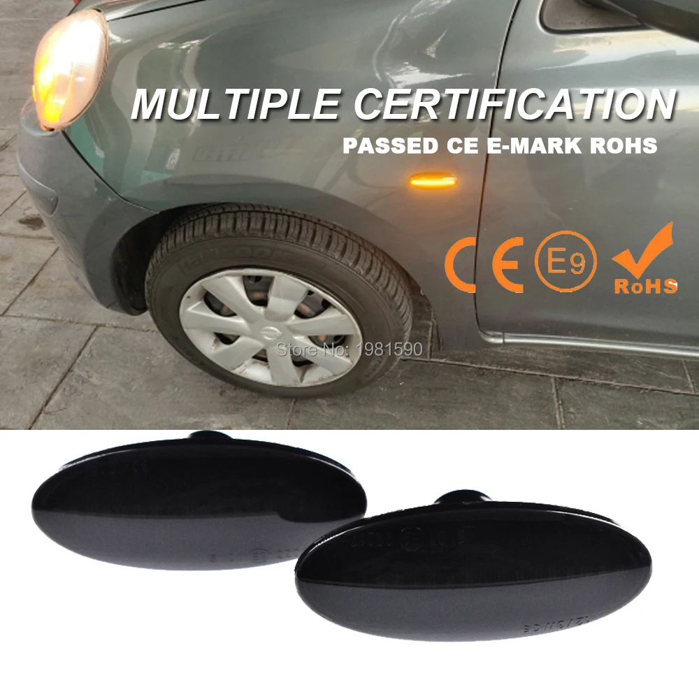 

Repeater Dynamic LED Side Marker Turn Signal Indicator Lights For Nissan Leaf March Navara NOte NP300 NV200 NV400 Pick UP Pixo