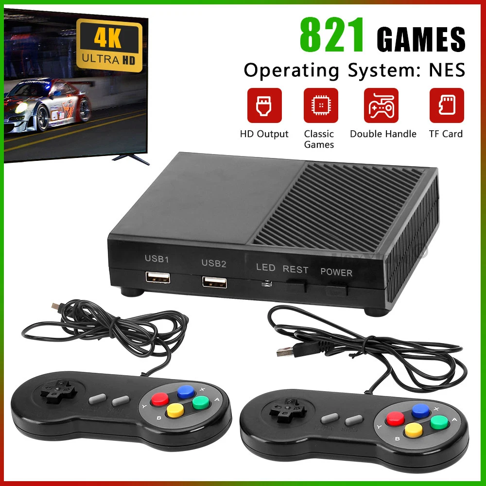 

New Retro Video Game Console 4K HD Handheld TV Game Player Built-in 821 Games with Dual Gamepads Player for NES Dropshipping