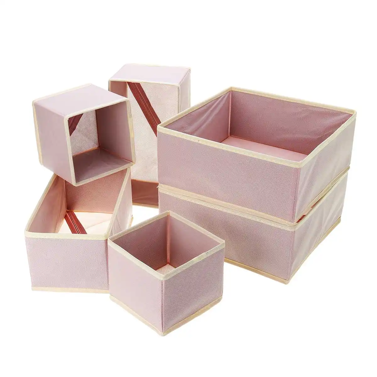 pink 6 шт./компл. ящик для хранения нижнего белья ящик для хранения носков ящик Органайзер Нетканая ткань складной влагостойкий пылезащитный - Цвет: pink