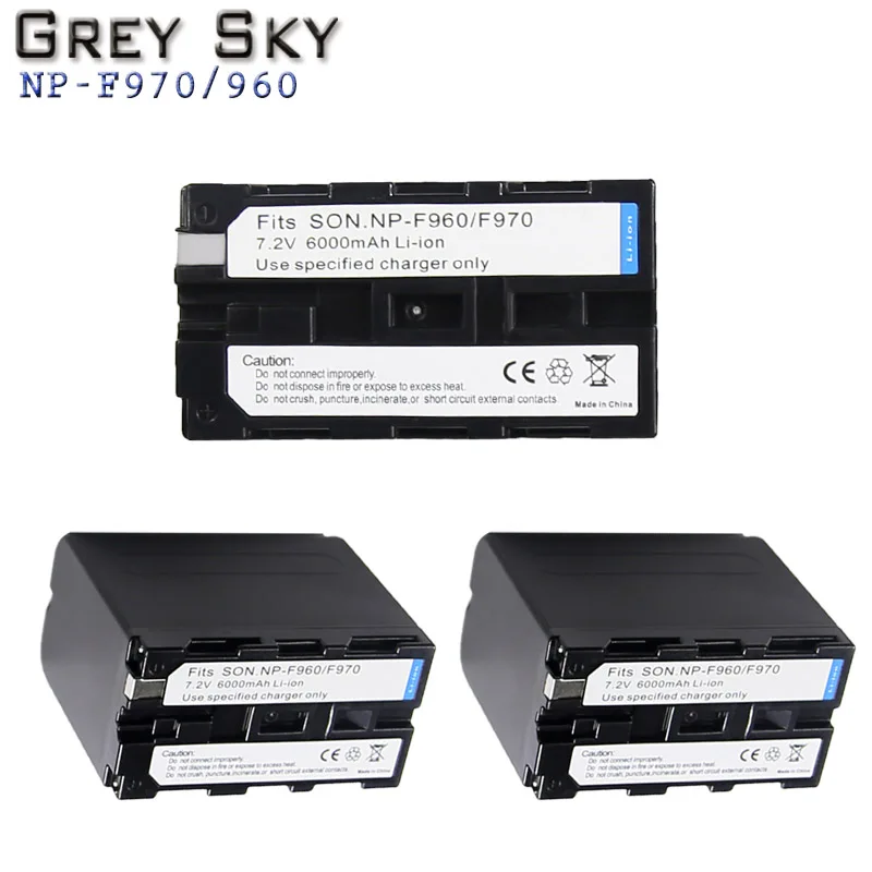 3 battery 2x6000 мА/ч, NP-F970 NP-F960 NP F970 батареи+ USB двойной Зарядное устройство для SONY NP-F970 HVR-HD1000 HVR-HD1000E HVR-V1J - Color: 3 battery