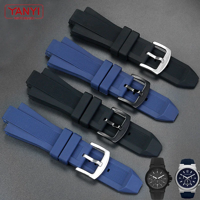 

Silicone Rubber watch band Convex interface 13mm for M-K MK8184 MK8295 MK8296 MK8445 MK8152 watchband mens watches strap