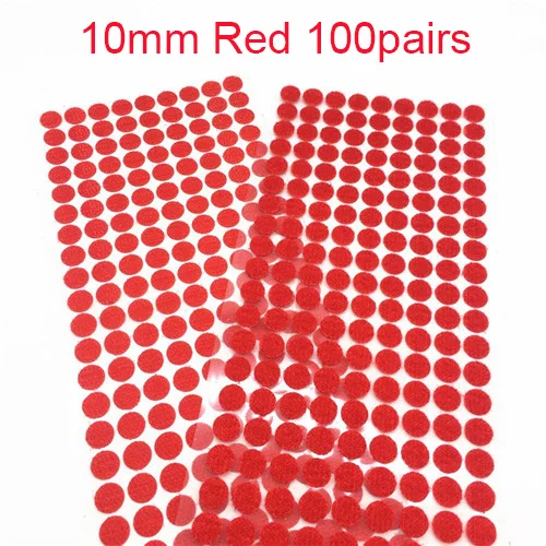 10mm red 100 pair Белый, черный, 10 мм, 15 мм, 100 пар, клей, крючок и петли, наклейка, крепкая, самоклеющаяся, точечная, нейлоновая, водонепроницаемая, клейкая, крепежная лента - Цвет: 10mm red 100 pair