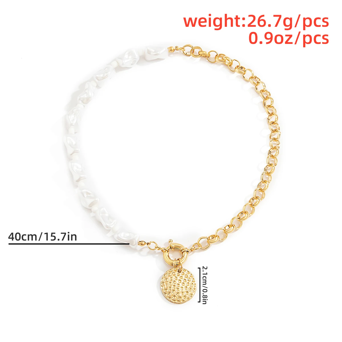 

Salircon Irregular Imitation Pearl Beads Chain Necklace Kpop Link Chains Round Pendant Necklace for Women Jewelry Gift 2021Trend