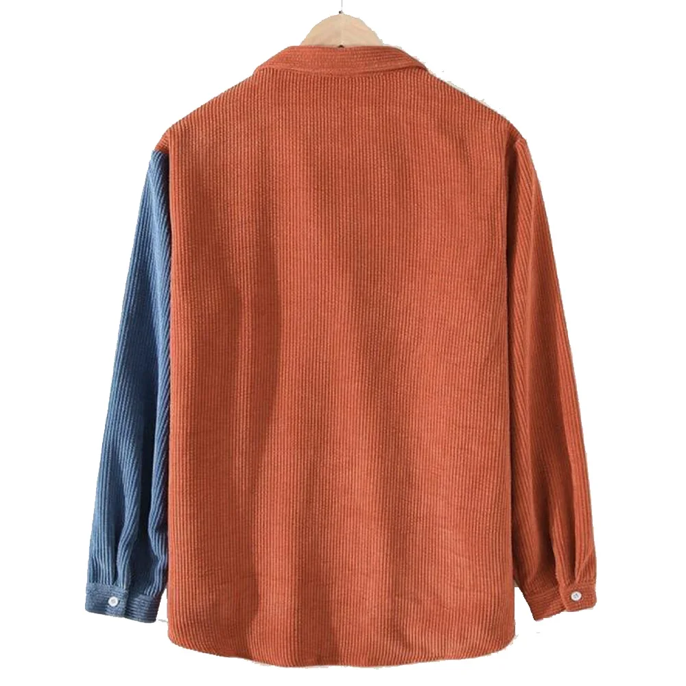 Рубашка мужская Вельветовая с длинным рукавом винтажная уличная одежда в