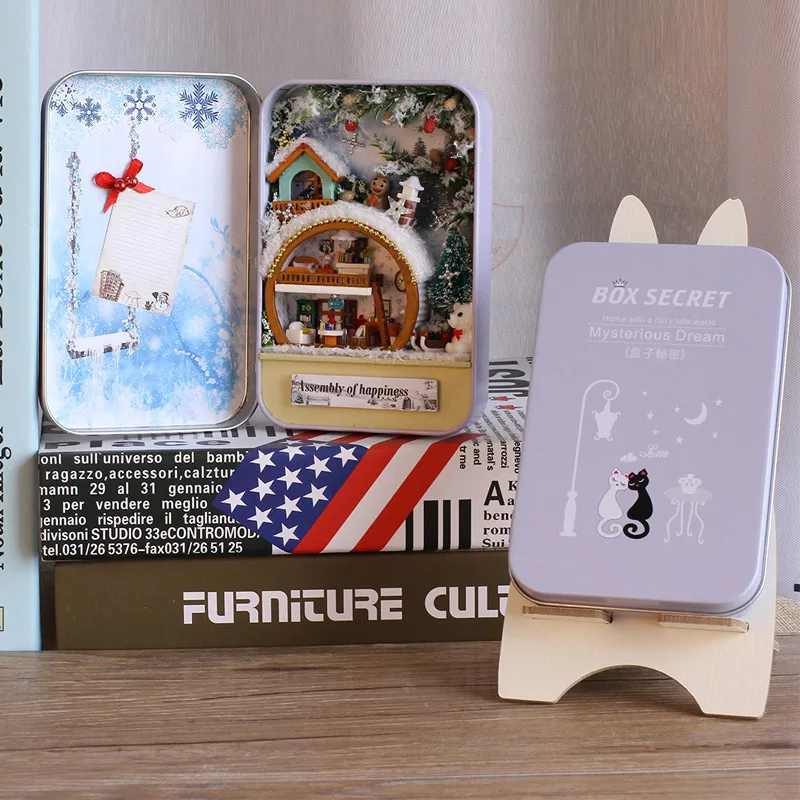Doll House Toy Box Theatre Miniature dollhouse Furniture 3D Puzzle Education Learning Wooden Toys for Kids Children Gifts | Игрушки и