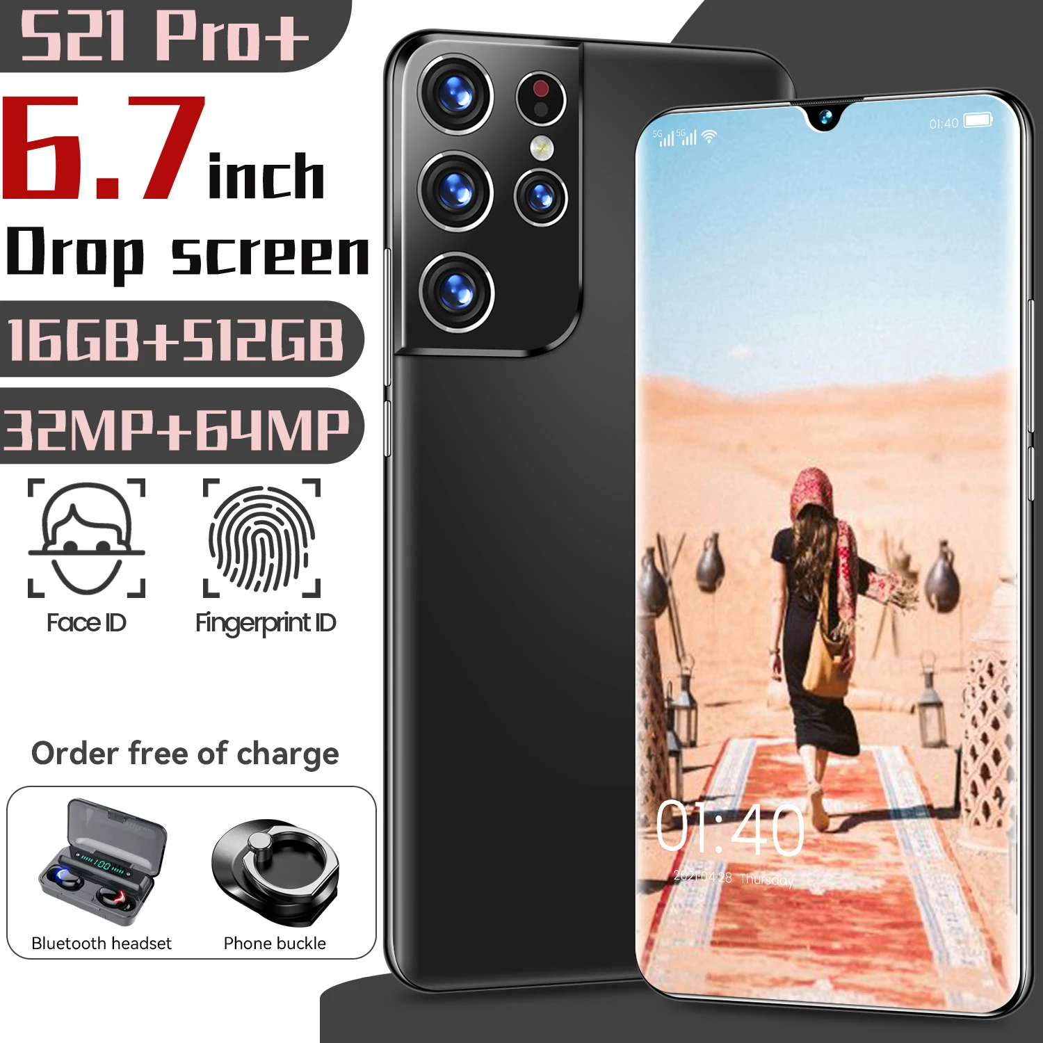 

Global Version S21 Pro+ 6.7 Inch Smartphone 6000mAh Unlocked 16GB 512GB Face ID Google GPS Android Mobile Phone 5G Phone Cheap