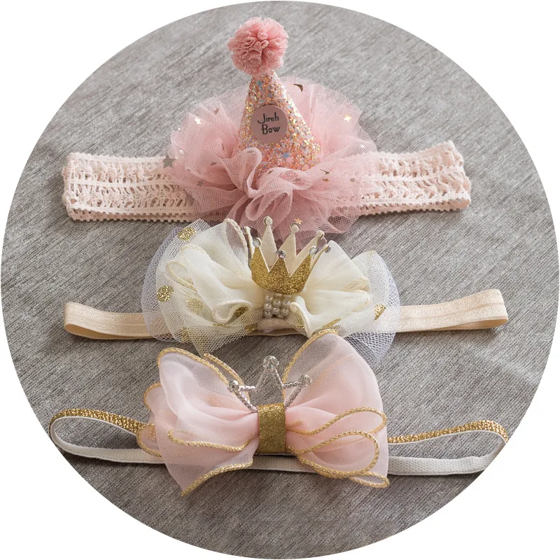 

Fashion Baby Flower Crowns Headband Princess Lace Diadem Elastic Bows Hair Band for Children Girls Cute Hair Accessories