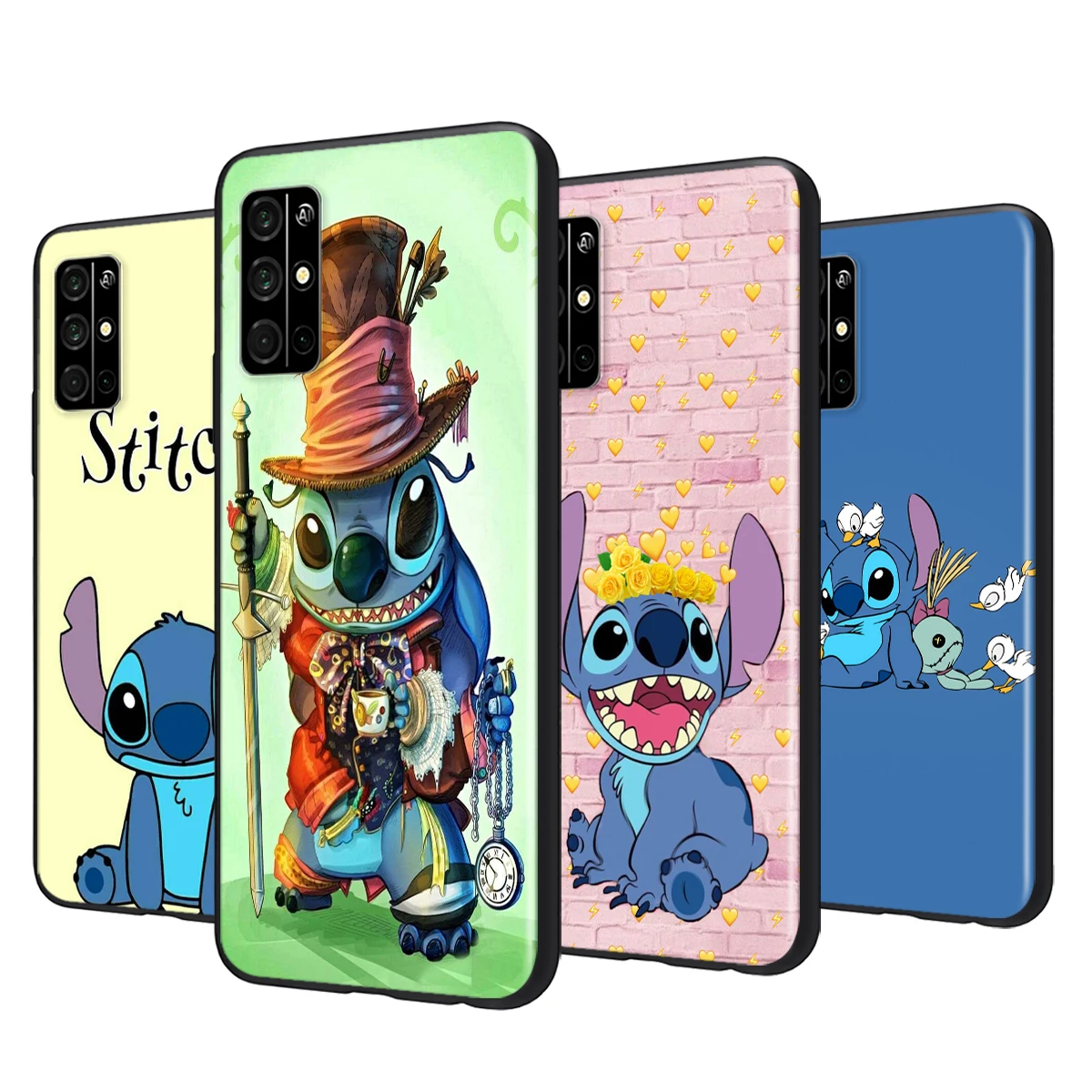 

Soft Silicone Cover Disney Stitch For Honor 50 X20 SE V30 30 30S Magic 3 Play 5 5T Pro Plus 5G Black Phone Case