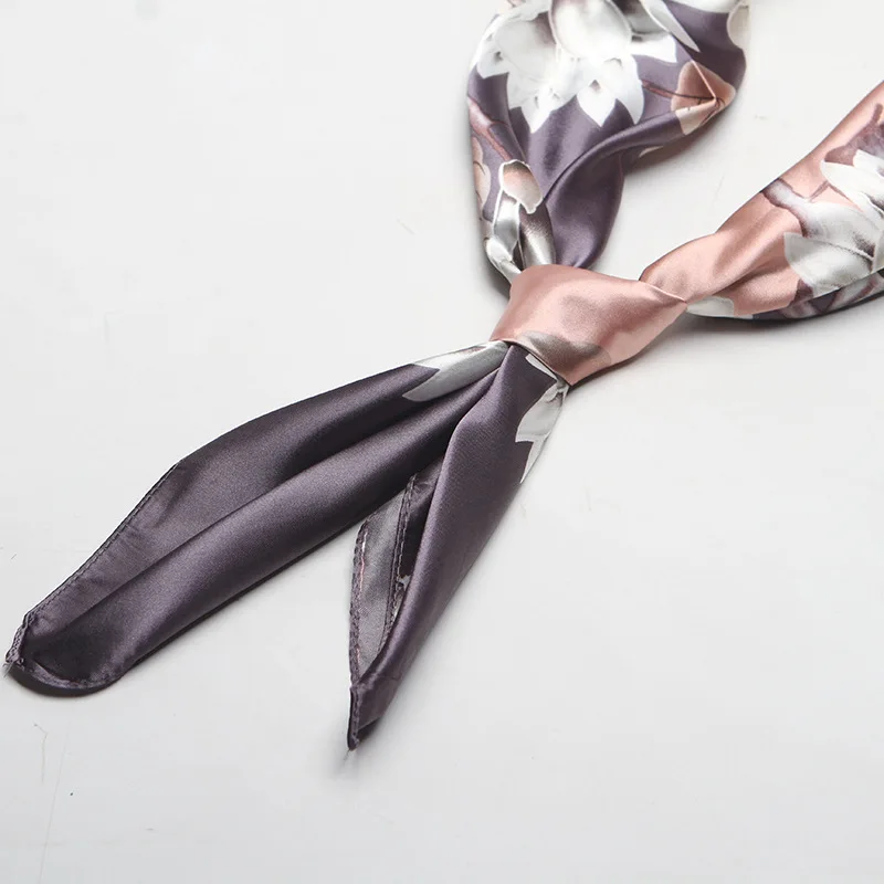 Шелковые шарфы женский платок с принтом атласный квадратный головной хиджаб для