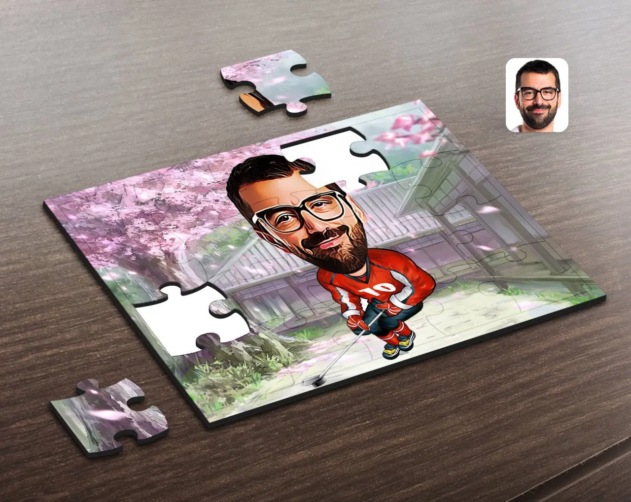 

Personalized Men 'S Hokeyci Caricature Of Wooden Puzzle-1