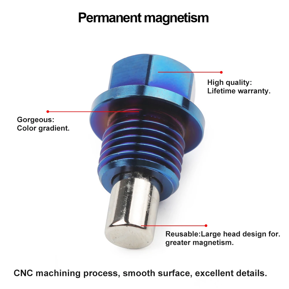 

M12*1.25 M12*1.5 M12*1.75 M14*1.5 Titanium Alloy Magnetic Oil Release Plug Oil Release Bolt Car Oil Drain Bolt Accessories