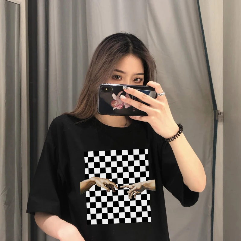 Футболка женская свободного кроя с коротким рукавом и принтом Давида | Женская