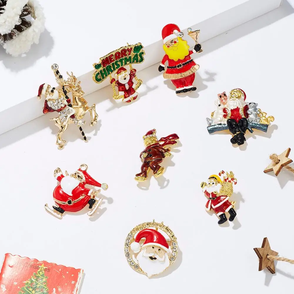Merry Christmas броши на булавке милый Санта Клаус шляпа прекрасный Лось подарок эмаль значок брошь год Рождество Санта Клаус брошь с животными