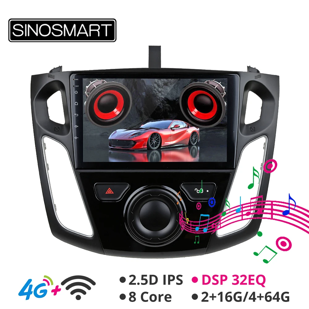 Sinosmart Android 8 1 автомобильный радиоприемник с навигацией gps для Ford Focus 2015 2018 2din 2.5D