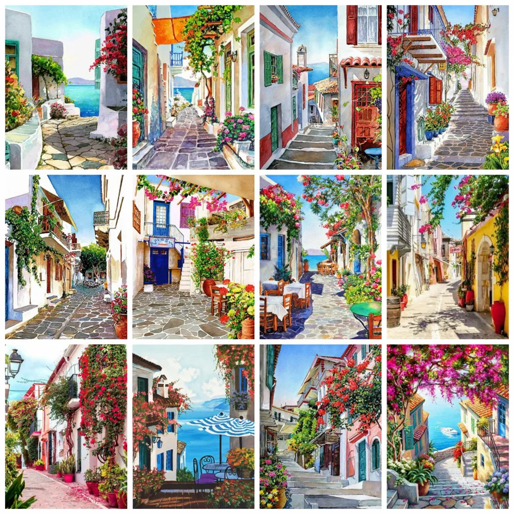 

Алмазная живопись Huacan, уличный пейзаж, мозаика с вышивкой в виде города, летний пейзаж, ручная работа, подарок, домашний декор