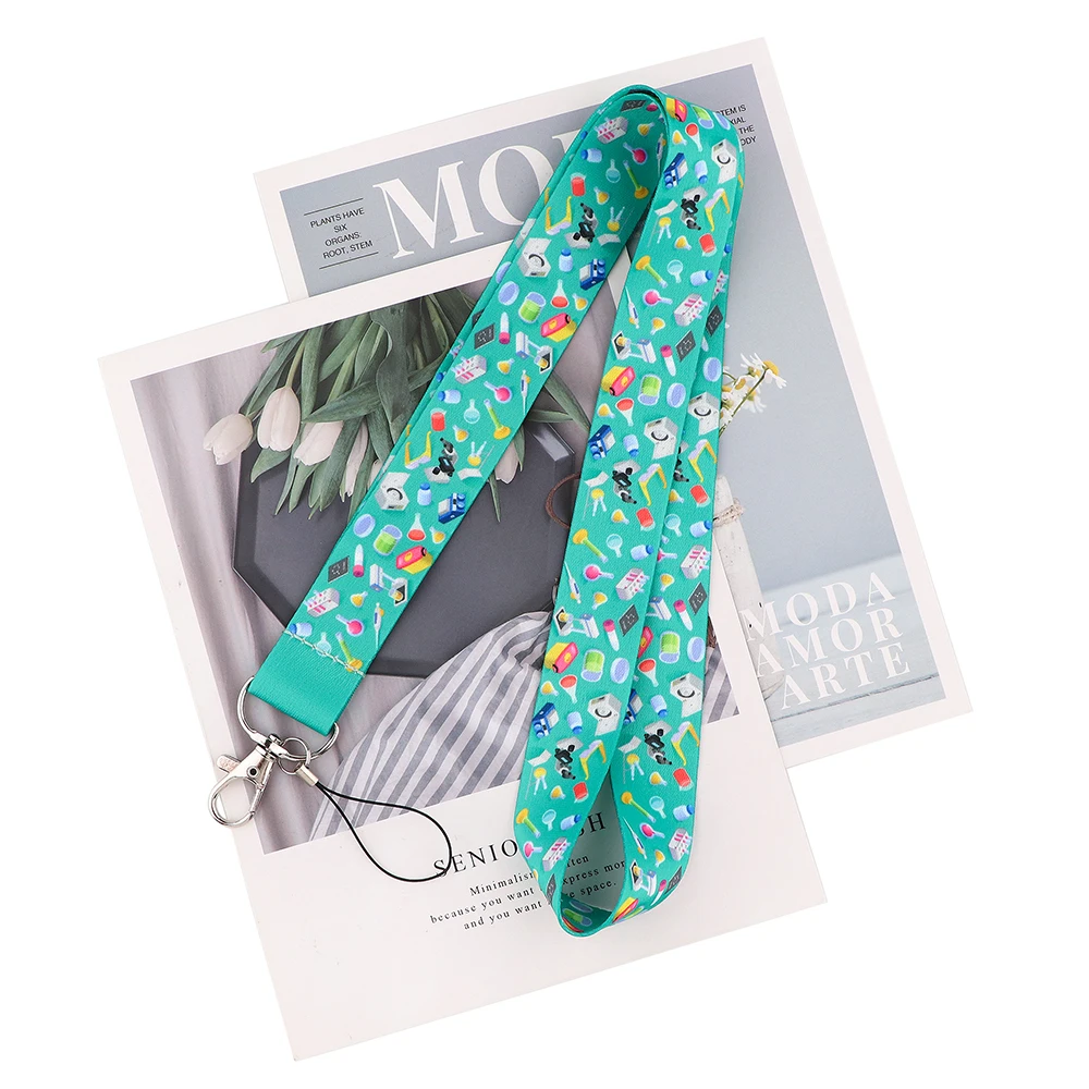 

ZF3371 1pcs Chemistry Theme Lanyard Badge ID Lanyards Mobile Phone Rope Key Lanyard Neck Straps Accessories For Student Child