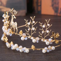 hot new style bridal headdress deer crown golden animal crown wedding accessories crown hair accessories