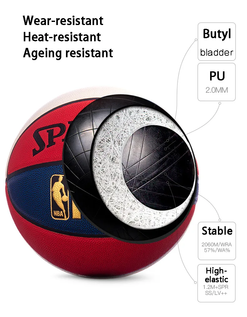 Баскетбольный мяч SPALDING Pu Материал Размер 7# стандартный матч Крытый открытый мяч 74-655y Baloncesto Basketbol