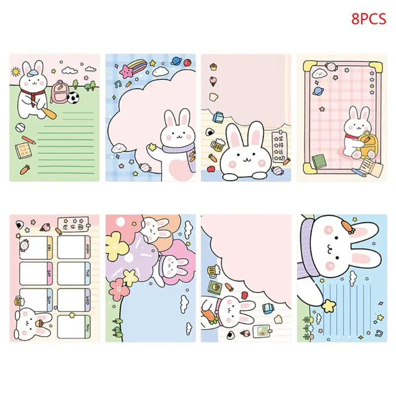 

8pcs Kawaii Memo Pad Cute Cartoon N Times Sticky Notes Notebook To Do List School Supplies Stationary