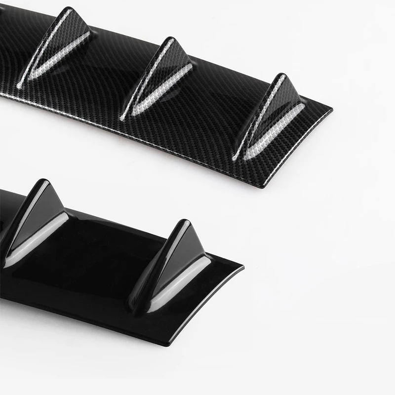 

Carbon patter Fin Shark Style Rear Bumper 3D Shark Stickers ABS Plastic Universal Black Rear Bumper Lip Chassis Diffuser Spoiler