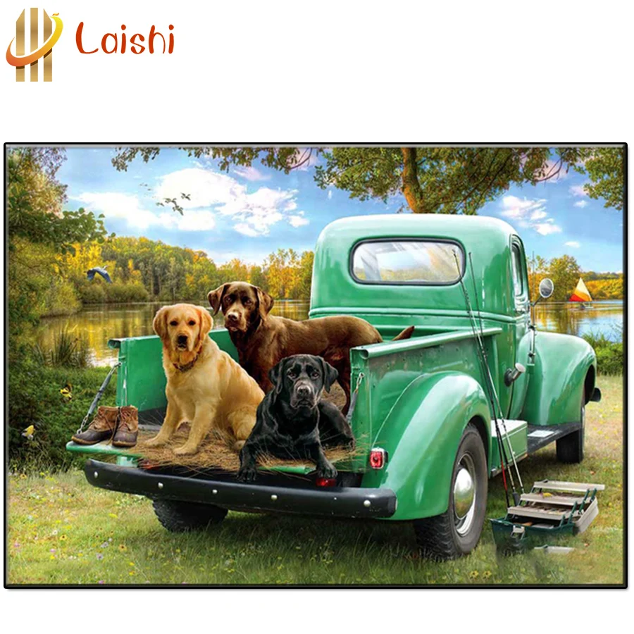 Картина из страз сделай сам 3D картина натуральных лабрадор в машине искусство