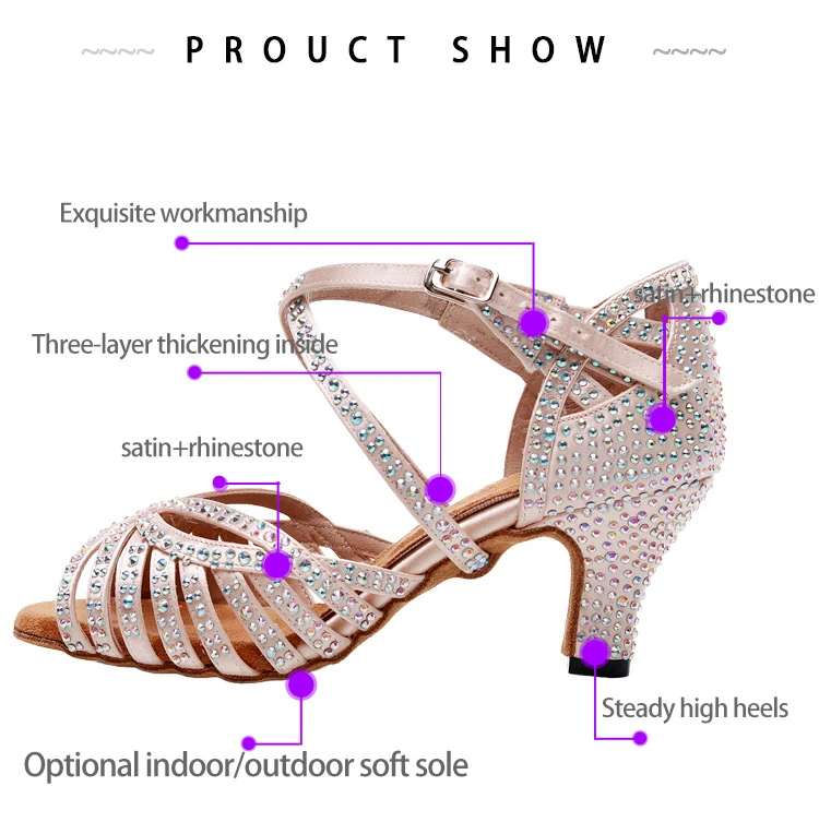 2020 Ballroom Outdoor Jazz Ladies Women Latin Dancing Shoes Pole Sexy Training Line Ladies Heel Women Dance Shoes