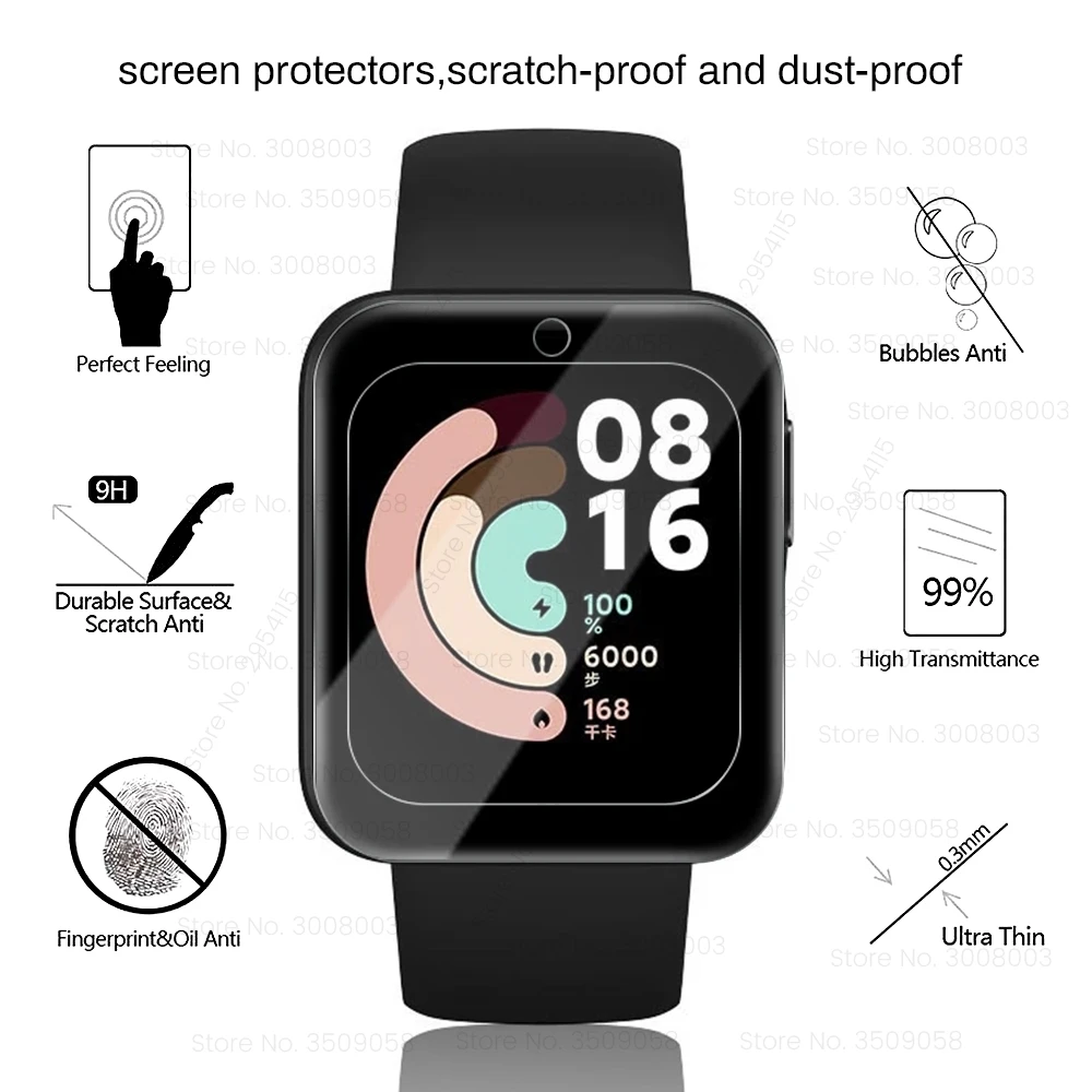 1 2 3 pcs 9d fiber protective glass for xiaomi mi watch lite smartwatch lcd screen protector films cover redmi watch accessories free global shipping