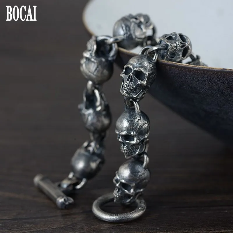 Мужской серебряный браслет из тайского серебра 100% пробы|Гибкие и жесткие