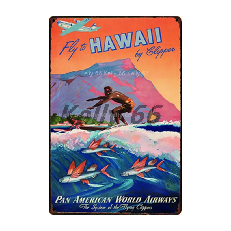 [Kelly66] добро пожаловать Гавайи Aloha форма Тики Бар пляжные металлический знак олова