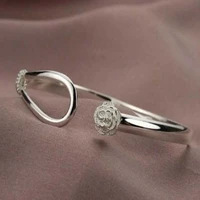 trendy romantic cherry blossoms bangle charm silver color lady jewelry bracelet cuff women bracelet gift