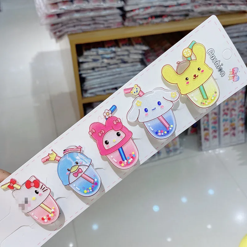 Новинка 10 шт./компл. Cinnamoroll Kuromi My Melody Kawaii Sanrio плюшевая заколка для волос в стиле