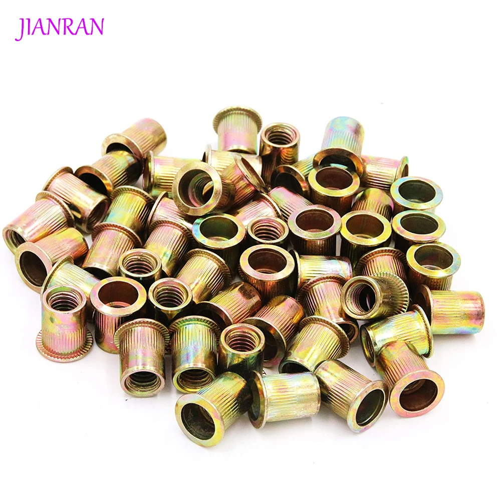 M3 M4 M5 M6 M8 M10 Flat Rivet Nuts Zinc Plated Carbon Steel Insert Head Threaded | Riveter Guns