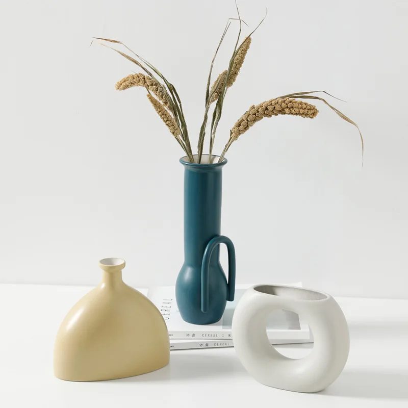 

Geometric Nordic Modern White Vase Decoration Flower Pot Retro Living Room Small Plant Wedding