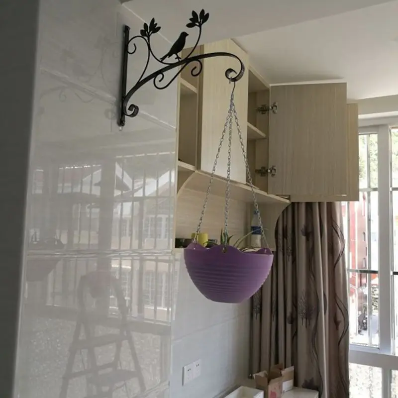 

Wrought Iron Wall Hanging Flower Pot Support Bird Plant Bracket Hanger Balcony Home Decoration