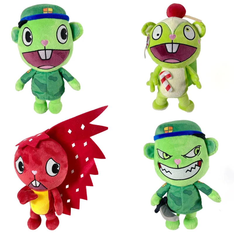 Mu&ntilde;ecas de peluche Kawaii de Happy Tree Friends para ni&ntilde;os, juguetes de peluche de dibujos animados de 28cm, almohada suave con flecos para decoraci&oacute;n de habitaci&oacute;n-0