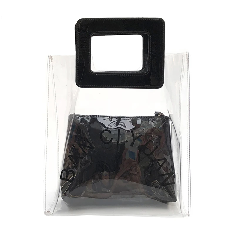 Модная женская Прозрачная ПВХ сумка летняя Милая прозрачная пляжная сумка-тоут |