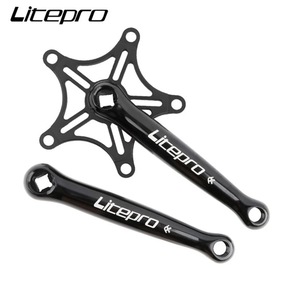 

LITEPRO Square Crank Chainwheel Bicycle Crankset for Brompton Folding Bike Road 3Sixty Bike Chainring 130mm BCD CNC 366g