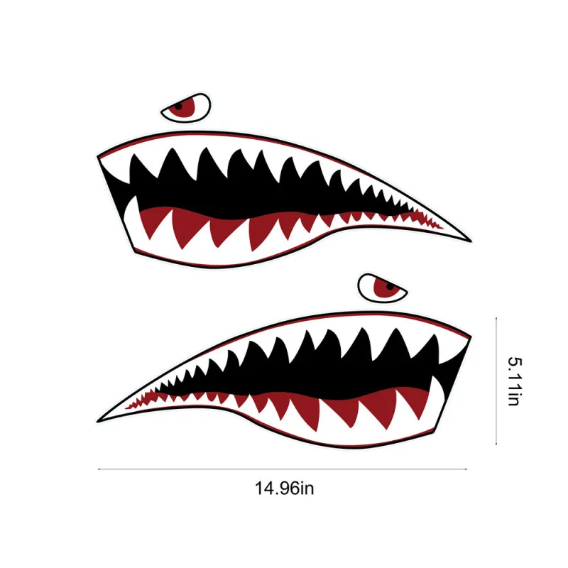 1Pair Car DIY Stickers Skeleton Fish Bones Vinyl Decal Shark Mouth Tooth Teeth Sticker Kayak Fishing Boat JDM Deco Meterial | Автомобили и
