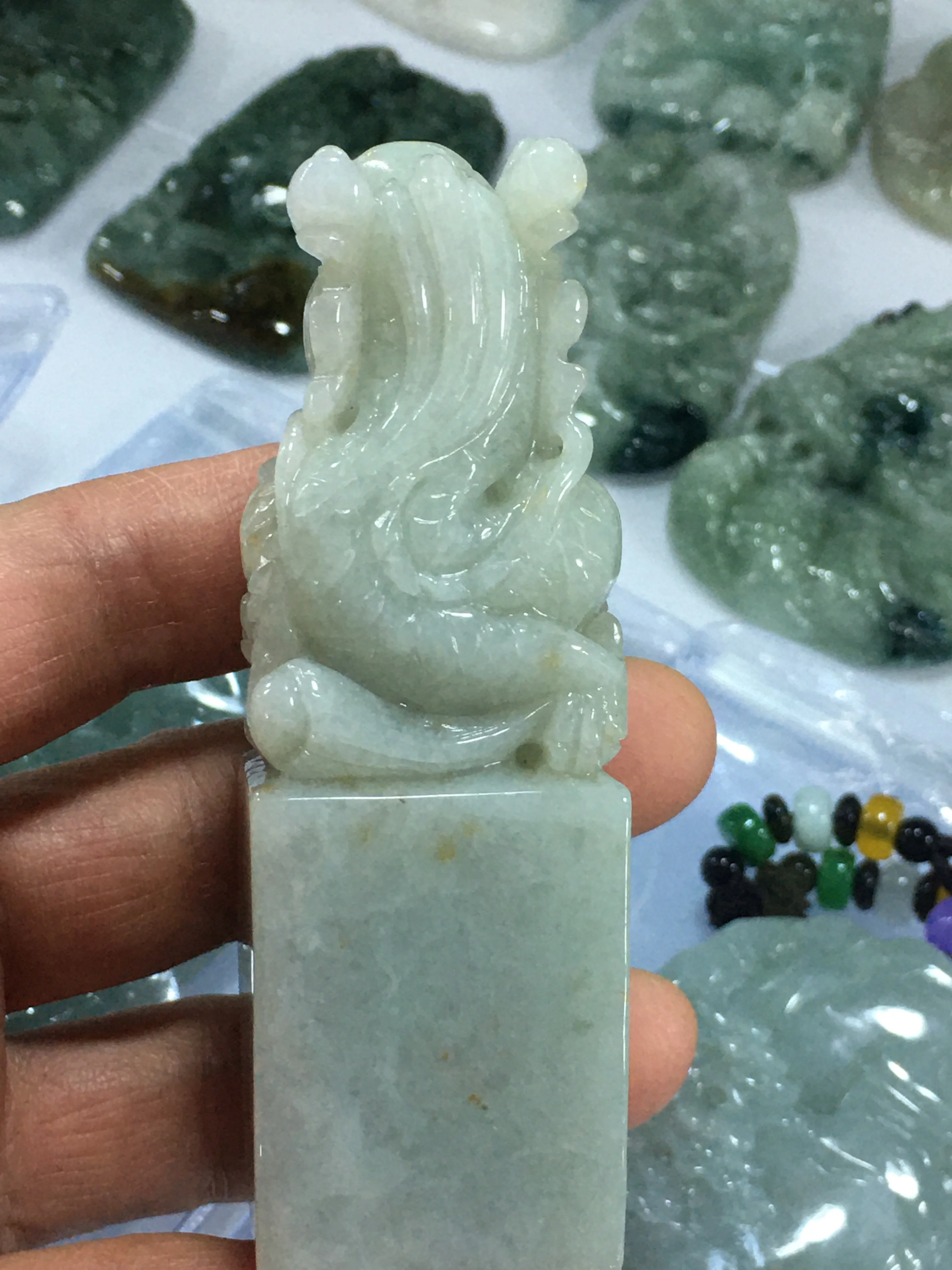 

Natural 7A Myanmar jade hollow Handcarved mascot of dragon jade emperor green jade pendant jade necklace pendants jewelry