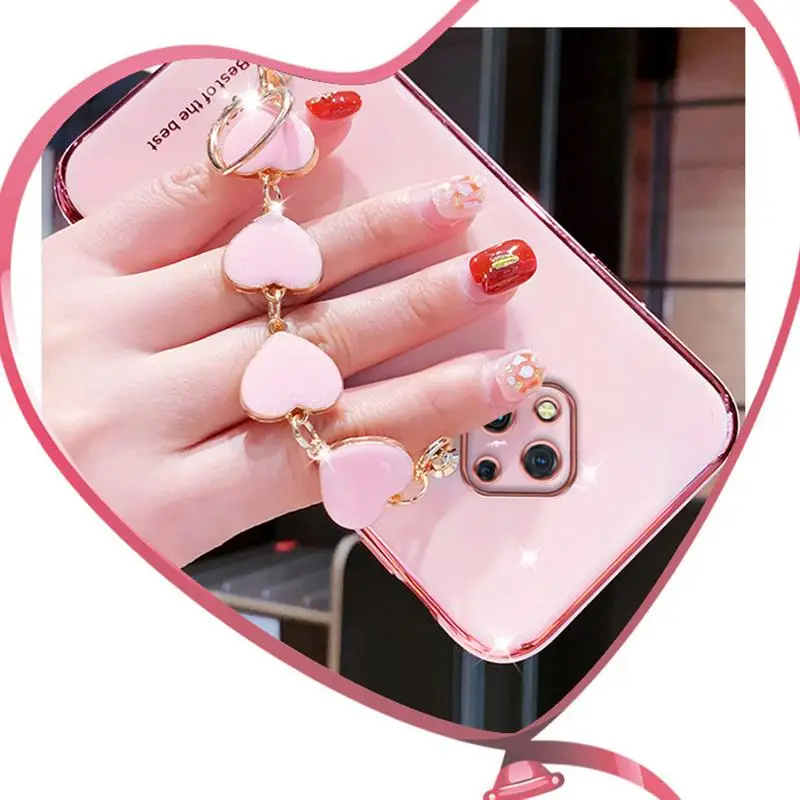Wrist Bracelet Phone Case For Vivo V17 Case Luxury Love Heart Chain Plating Cover Capa Vivo V17 Neo Soft Silicone Shockproof