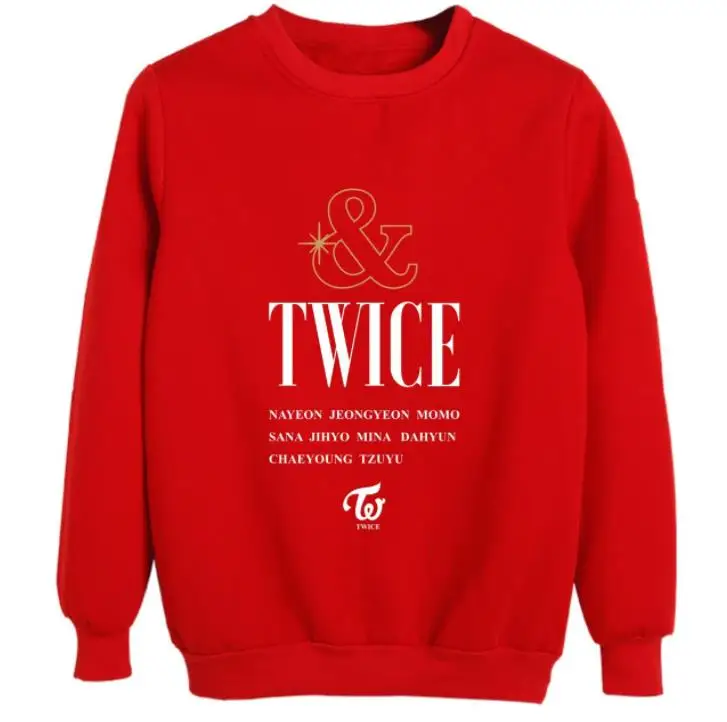 

Kpop twice &twice album same all member names printing o neck hoodies unisex fleece pullover loose sweatshirt 5 colors