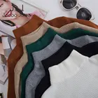 Женский трикотажный свитер, элегантный однотонный облегающий пуловер с высоким воротником, повседневный Универсальный вязаный джемпер, Осень-зима