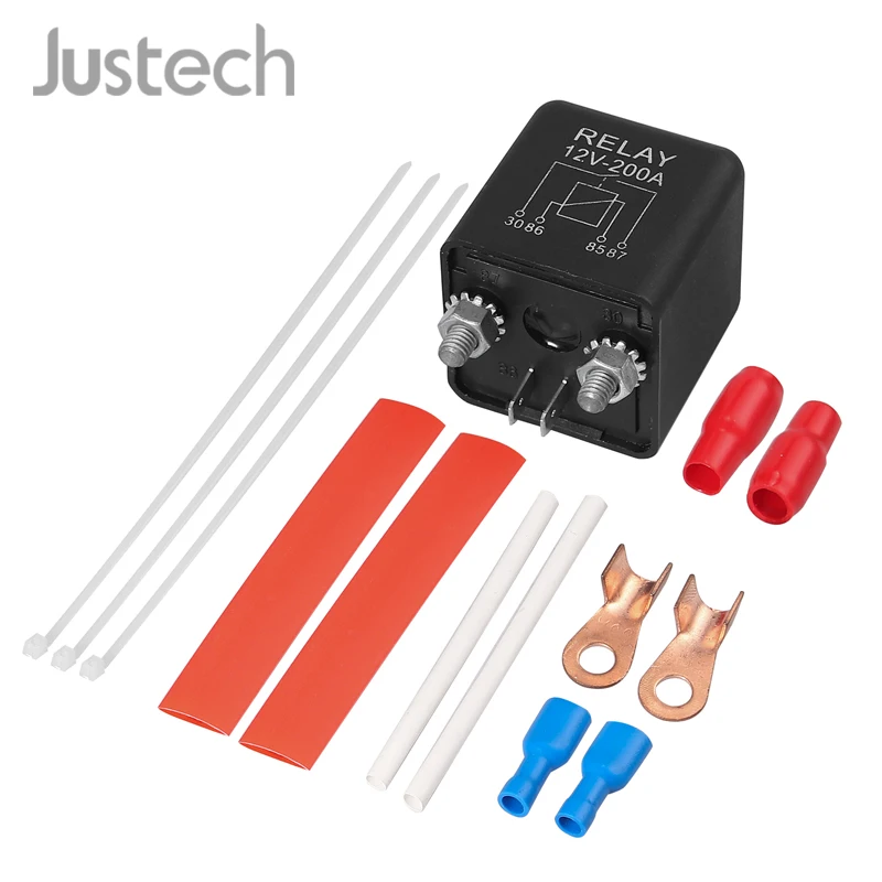

Реле отключения аккумулятора Justech 12 В 200 А, реле для автофургона, автомобиля, мотоцикла, автомобиля, комплект реле для открытия/закрытия цепи