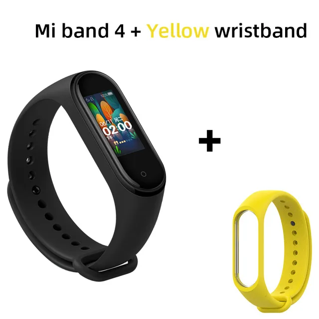 Add Yellow Strap Глобальная версия Xiaomi Mi 4 смарт-Браслет фитнес-браслет трекер сердечного ритма цветной дисплей мгновенное сообщение 135 мАч часы - Цвет: Add Yellow Strap