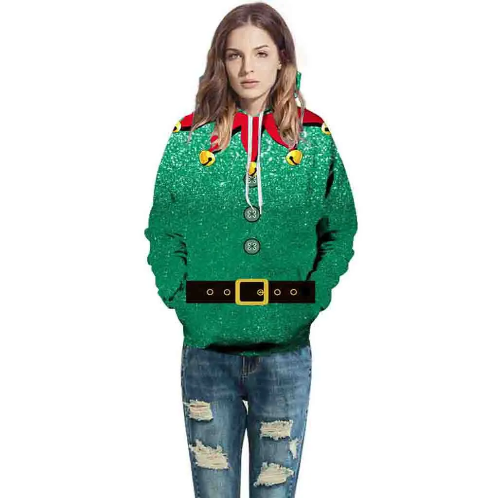 Для мужчин женщин рождественские 3D толстовки принт Повседневное длинный рукав