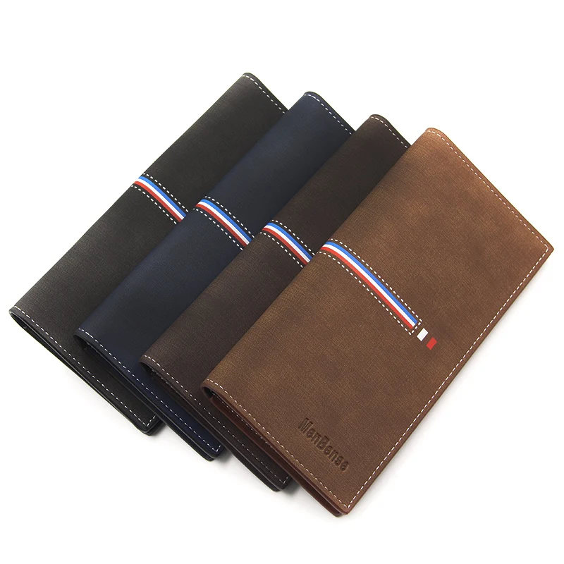 

New Men Leather Wallet Stripe Zipper Wallets Purse Male Coin Purse Card Holder Clutch Bag Wallets for Mens Long Money Purses