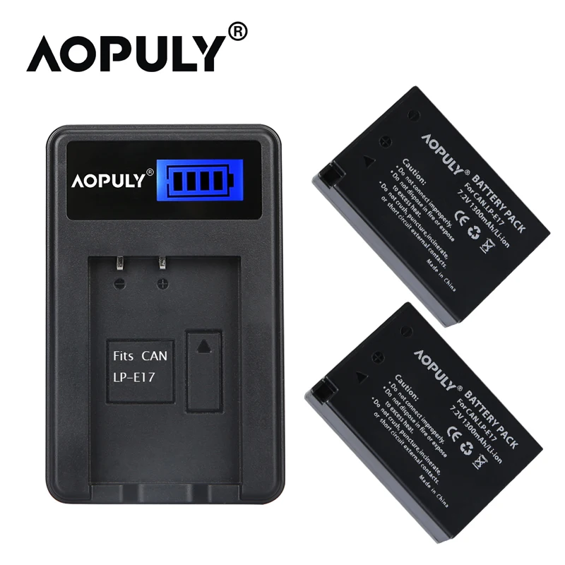 AOPULY 2 шт 1040mAh LP E17 LPE17 батарея + ЖК USB зарядное устройство для canon EOS Rebel T6i 750D T6s 760D M3 8000D