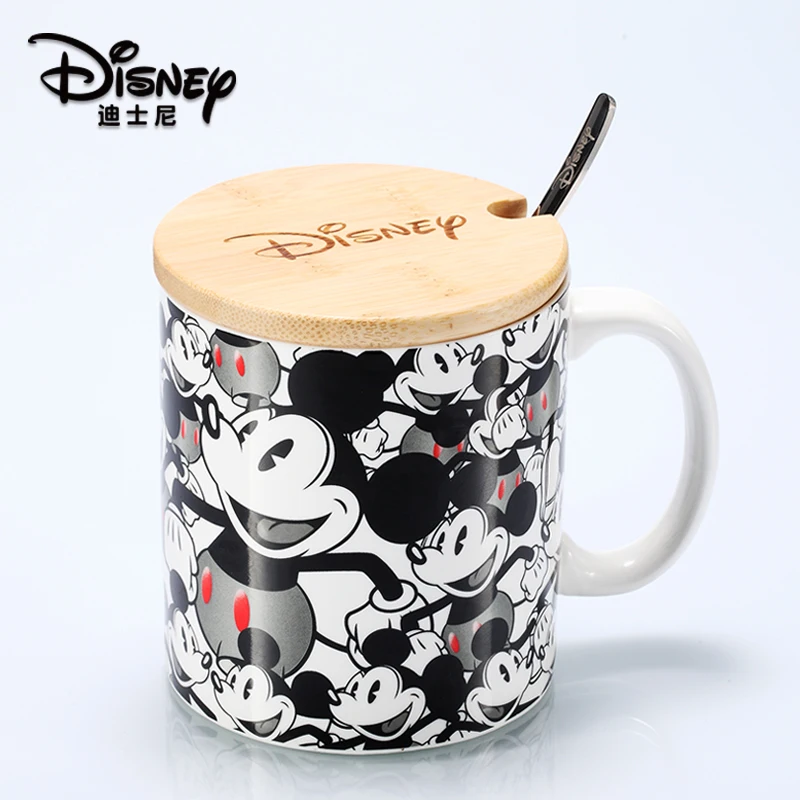 

Чашка для воды Disney, кружка для воды с Микки и Минни, Большая Керамическая мультяшная чашка с ложкой, модная чашка для пар