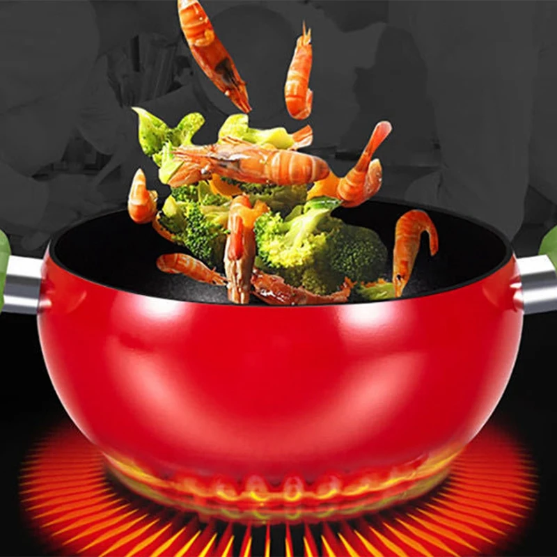 

Creative Tomato Shape Soup Pot Aluminum Non-Stick Stockpot Kitchen Tool Cookware