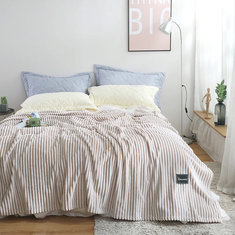 Green Stripe Blanket Bedding Sheet Queen King Travel for Bed Adult Bedspread Sofa Throw |